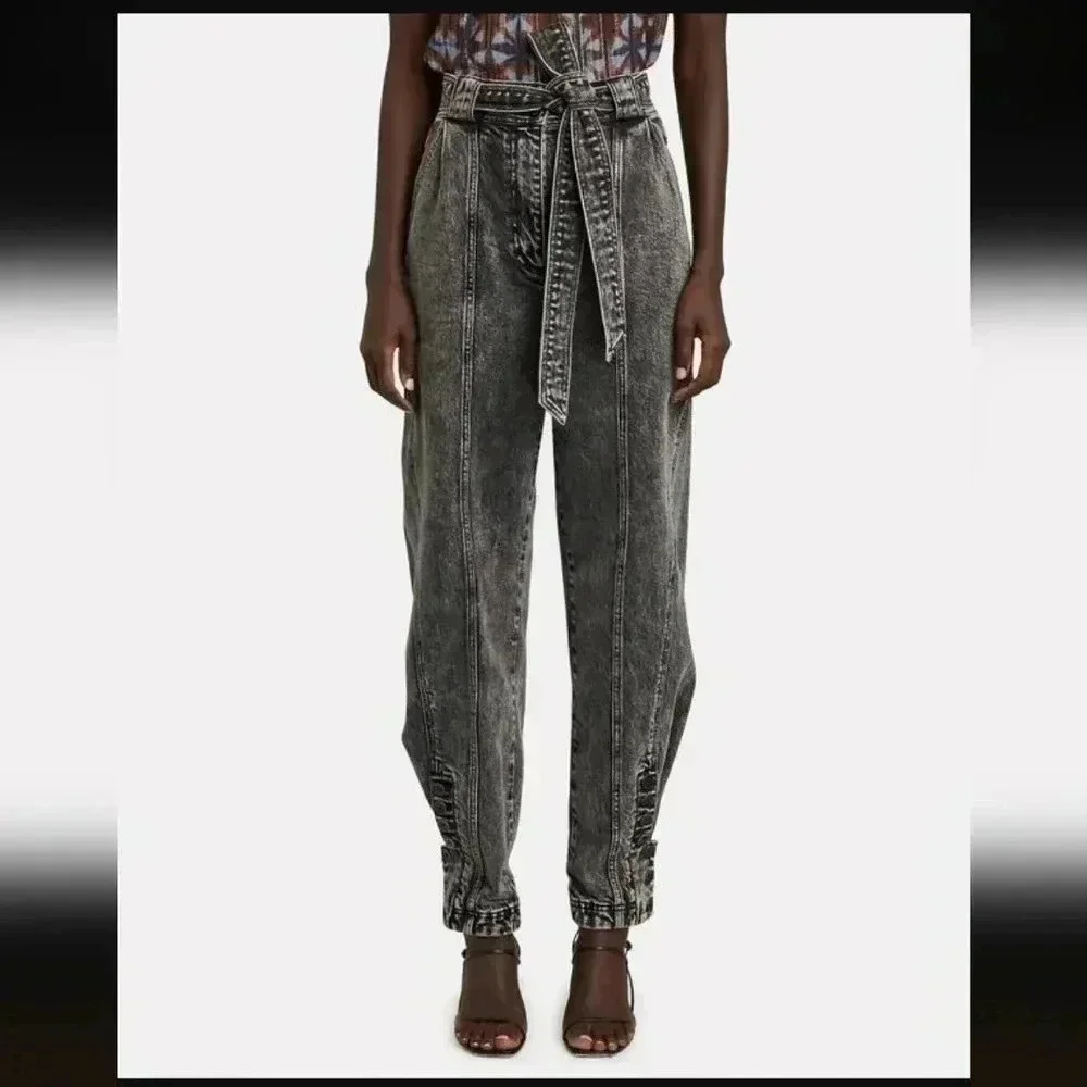 ULLA JOHNSON Carmen Belted Tapered acid washed Jeans